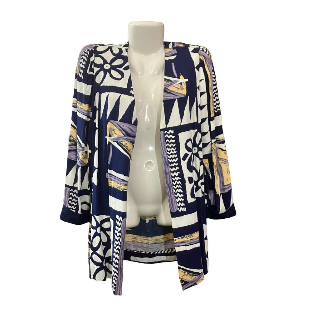 Peri Petites Women's Artsy Long Sleeve Open Front Blazer | Size 8 VINTAGE 80s